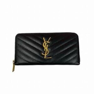 Saint Laurent black and gold zip wallet